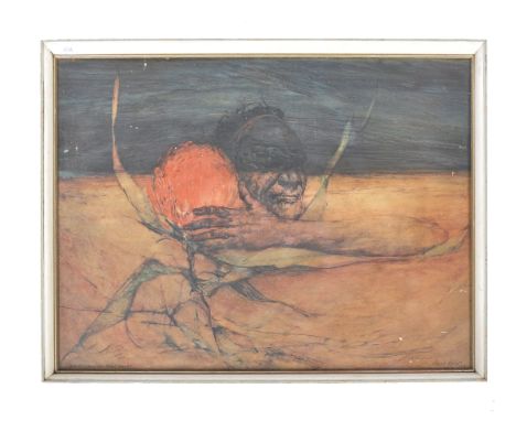 Ainslie Roberts (1911-1993) - Waratah and The Blind Hunter - A 1960's Australian retro vintage print depicting&nbsp;an Aborig