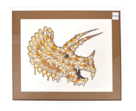 Andy Council - An original contemporary retro vintage Bristol street artist urban print depicting a triceratops head / skull 