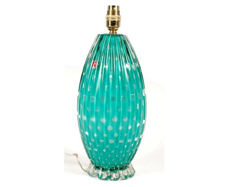 Archimede Seguso - Murano - A mid 20th Century Italian retro vintage studio art glass side / table lamp of jade green ovoid f