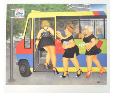 Beryl Cook ( British 20th Century ) - Alexander Gallery Publications Ltd - A good limited edition signed print entitled ' Bus