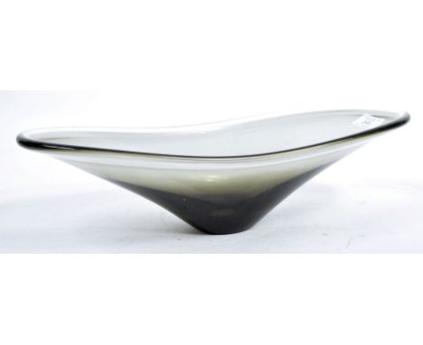 An original 1960's Scandinavian&nbsp;retro vintage studio art glass centre bowl having a wide flared form&nbsp;with a cased s