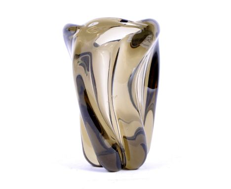 Geoffrey Baxter - White Friars - Molar - an original retro vintage mid-century 1960's Whitefriars ' Twisted Molar ' glass vas