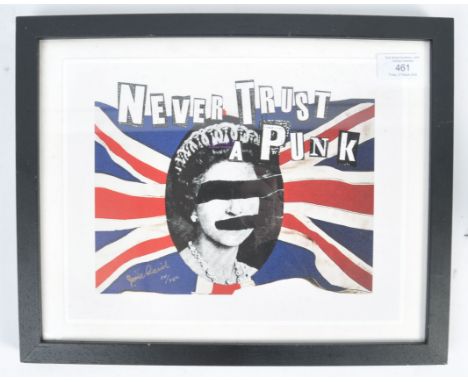 Jamie Reid (1947 - Current) - Never Trust Punk - A limited edition 14/750 contemporary framed and glazed graphic design art p