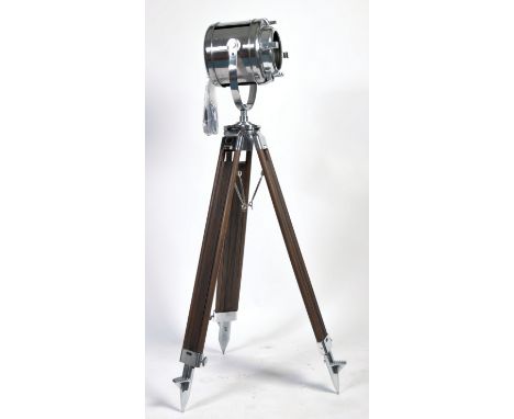 WJ Furse - MFR Fresnel -&nbsp;A 20th century retro vintage industrial theatre spotlight / searchlight having a rolled steel v