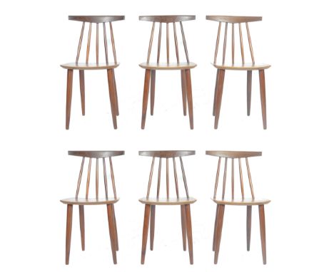 Poul Volther - Frem Rojle - Model 370. A rare set of six stunning 1960's Danish retro vintage teak wood dining / side chairs 