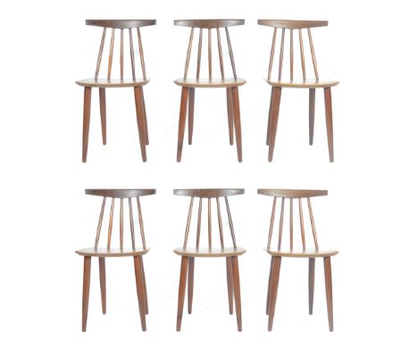 Poul Volther - Frem Rojle - Model 370. A rare set of six stunning 1960's Danish retro vintage teak wood dining / side chairs 