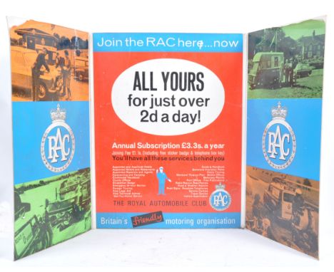 RAC - Royal Automobile Club - a rare original vintage 1960's / 1970's RAC advertising cardboard exhibition / sales standee di