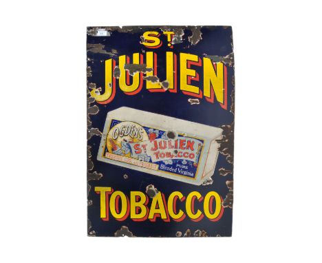 Ogdens - St Julien Tobacco - An early 20th Century retro vintage point of sale advertising porcelain enamel pictorial sign di