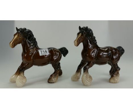 Beswick Cantering Shire Horse 955 and similar Horse in lighter colour(2)