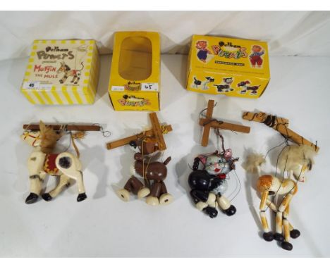 Pelham Puppets - a good quality Pelham puppet depicting Muffin the Mule in original box, a Pelham puppet depicting a boxer do