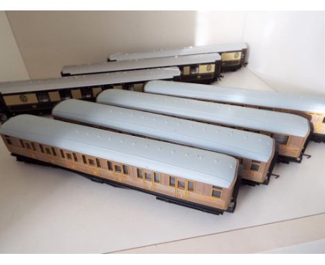 Model railways - seven Hornby OO gauge passenger coaches comprising three Pullman with fitted interiors # S8914 and four LNER