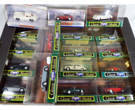 Corgi Classics - 19 diecast model motor cars to include 17 Corgi and two Dinky, mint boxed -  This lot MUST be paid for and c
