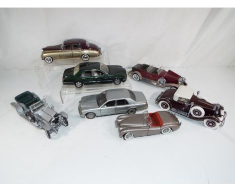 Franklin Mint - seven precision diecast 1:24 scale model motor cars,  excellent, unboxed, however all models have been displa