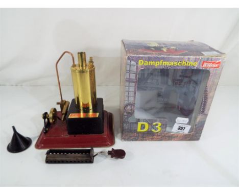 Wilesco - a Wilesco steam engine, Dampfmaschine D3, by Rwtuv GS, Germany, appears in excellent condition, boxed. Estimate £25
