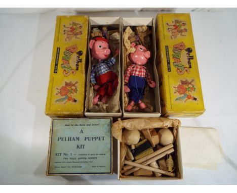 Pelham Puppets - two Pelham puppets in original boxes one depicting Pinkie and Perky and a Pelham puppet kit No. 1 in origina