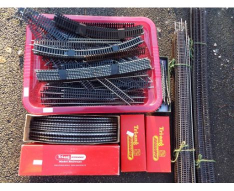 Model railways - a large quantity of excellent modern OO gauge twin-rail track to include some unused in original Hornby boxe