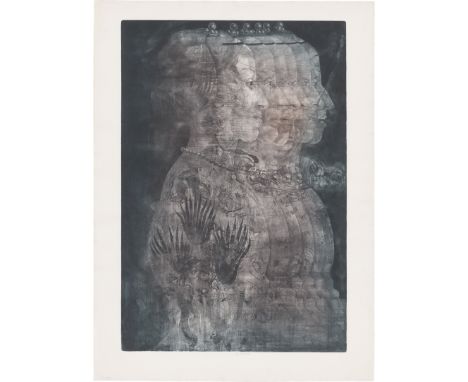Anderle, Jiří -- Il SorrisoFarbige Kaltnadel mit Mezzotinto und Roulette auf Hahnemühle-Velin. Um 1978.92,3 x 63,5 cm (106,3 
