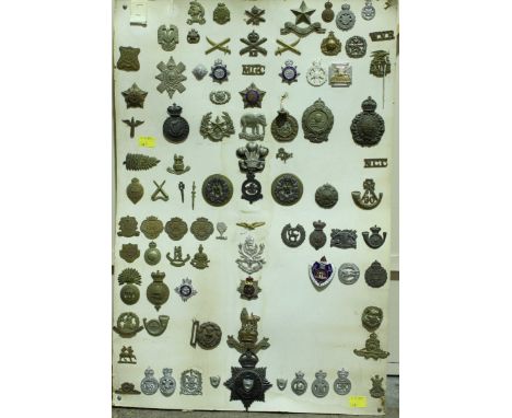 A collection of 88 military cap badges and brooches, including Lancashire VR, Light Cavalry, Prince of Wales VR, Norfolk Regi