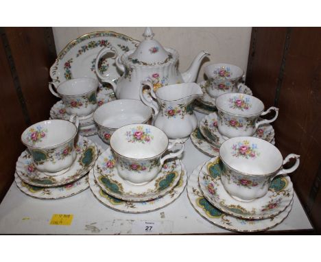 SECTION 27.  A Royal Albert "Berkeley" pattern tea service for six, including teacups, saucers, side plates, teapot etc. (one