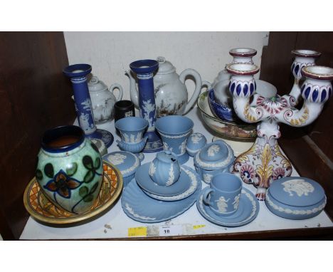 SECTION 18.  An assortment of various ceramics including a small collection of Wedgwood Jasperware, a Swedish art pottery vas