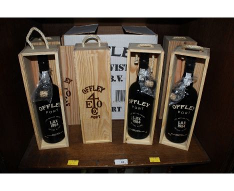 Six bottles of 1984 Offley Late Bottled Vintage Port, all in individual wooden boxes, in a half case box. (6)