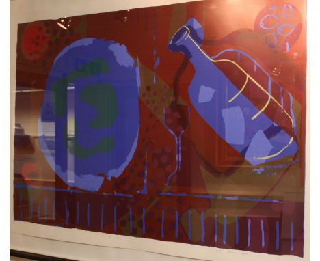 Dale Devereux Marker (British b.1962), "I Can be Gris," abstract with wine and glass, signed, titled and dated "90" in pencil