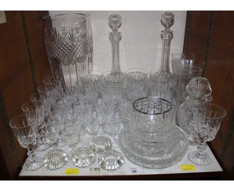 SECTION 26.  A shelf of assorted Brierley and other cut crystal glassware, including a large vase, assorted drinking glasses 