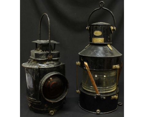 The Adlake Non-Sweating railway lamp, together with an anchor lantern by J.C. Newey of Birmingham. (2)