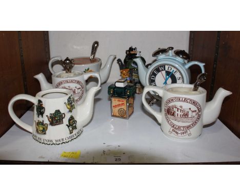 SECTION 25.  Six assorted novelty ceramic teapots, some by 'Cardew design' one modelled as an alarm clock, together with a 'D