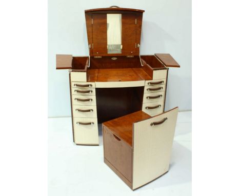 A Starbay "Desirade Makeup Trunk/ Dressing Table, in faux white crocodile skin and French polished rosewood, studded leather 