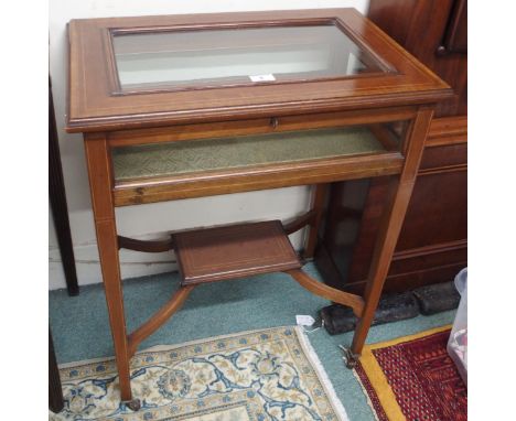 A mahogany inlaid bijouterie table, 72cm high x 60cm wide x 42cm deep Condition Report: Available upon request