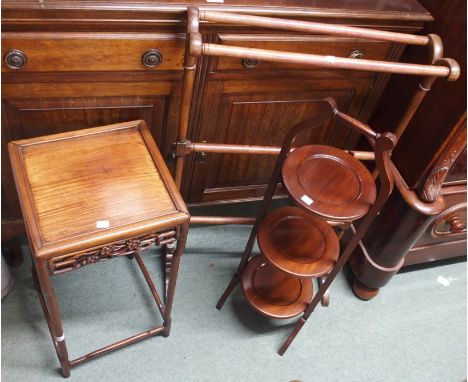 A mahogany airer, cake stand and a Chinese side table (3) Condition Report: Available upon request