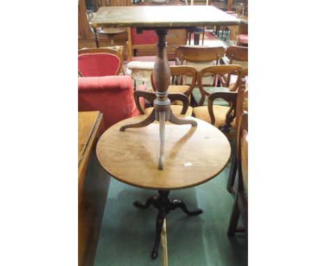 A Georgian mahogany tilt top table on tripod base and a circular mahogany tilt top table (2) Condition Report: Available upon