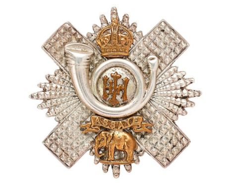 Scottish. Highland Light Infantry Officer  HLI glengarry circa 1901-52.  Good die-cast faceted silvered Thistle star and coil