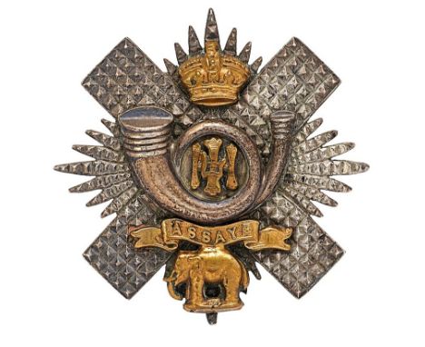 Scottish. Highland Light Infantry Victorian Officer  HLI glengarry circa 1881-1901.  Good die-cast faceted silvered Thistle s