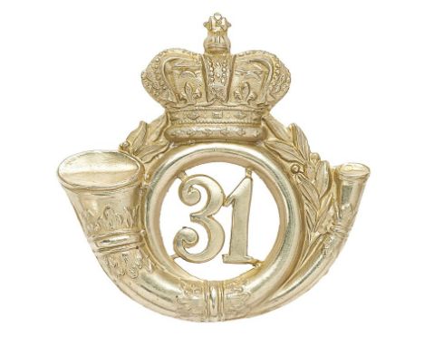 Scottish. 31st (Blythswood) Lanarkshire Rifle Volunteer Corps Victorian pre 1880 shako plate.  Good scarce die-stamped white 