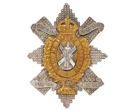 Scottish. 9th Bn. Highland Light Infantry (Glasgow Highlanders) HLI Officer glengarry badge circa 1908-39.  Fine scarce die-s