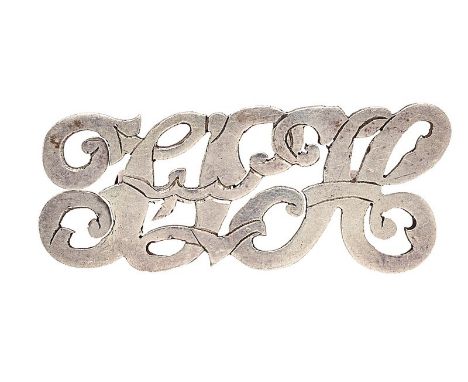 South Africa. Frontier Light Horse Boer War sheet silver slouch hat badge.  Good scarce FLH cypher.   . Loops . VGC 