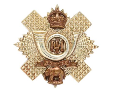Scottish. Highland Light Infantry Officer HLI glengarry badge circa 1901-52.  Good die-cast faceted silvered thistle star and