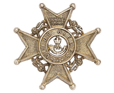 7th  Bn. (Leeds Rifles) PWO West Yorkshire Regiment Officer post 1908 cap badge.  Good die-cast silvered Maltese cross with S