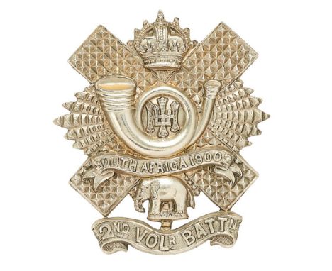 Scottish. 2nd (Glasgow) VB Highland Light Infantry Edwardian glengarry badge circa 1905-08.  Good scarce short lived die-stam