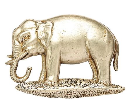 19th PWO Hussars scarce pre 1922 pagri badge.  Good die-stamped white metal elephant facing viewers left   . Replacement loop
