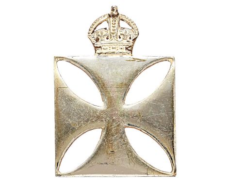 Royal Army Chaplains Department pre 1922 cap badge. Good scarce die-cast voided silvered crowned cross pattée. . Loops . VGC 