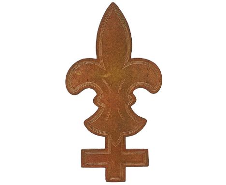 Baden Powell Trained Army Scouts, 1st Class large sleeve badge circa 1905-21.  Good scarce sheet brass fleur-de-lys over cros