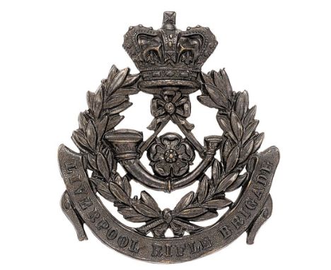 5th Lancashire Rifle Volunteers (Liverpool Rifle Brigade) Victorian glengarry badge. Good rare die-stamped blackened brass cr
