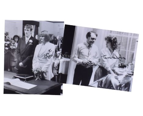 Only Fools &amp; Horses - Tessa Peake Jones (Raquel) and Gwyneth Strong (Cassandra) - pair of autographed 8x10" black and whi