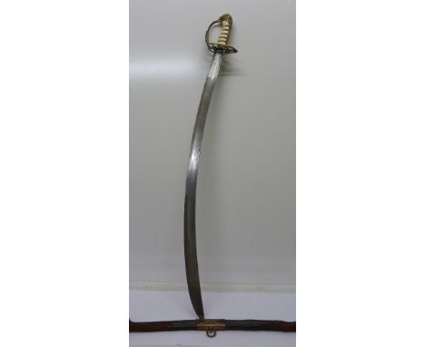 A British George III, 1803 pattern infantry officers sabre, with scabbard, scabbard a/f