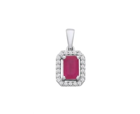 **ON SALE**&nbsp;18ct White Gold 0.10ctw Diamond &amp; 0.65ctw Ruby Pendant
&nbsp;
Metal: 18ct White GoldDimensions: Length 9