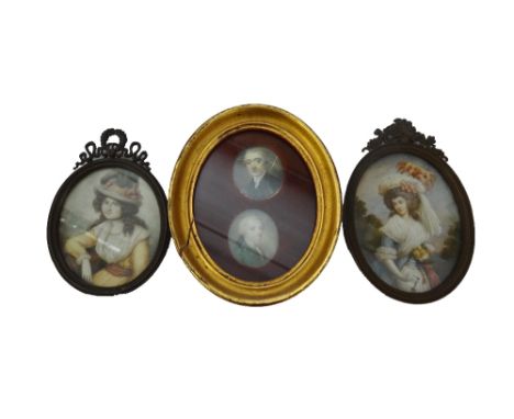 Late 18th century English School
Portrait miniature on ivory of a man in a blue coat and half wig, image 3.5cms high; in a la