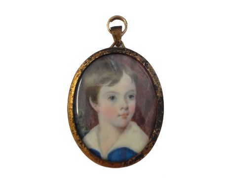 Early 19th century, English School, portrait miniature on ivory of Robert Charles (French) Leslie as a young boy (1828-1904),